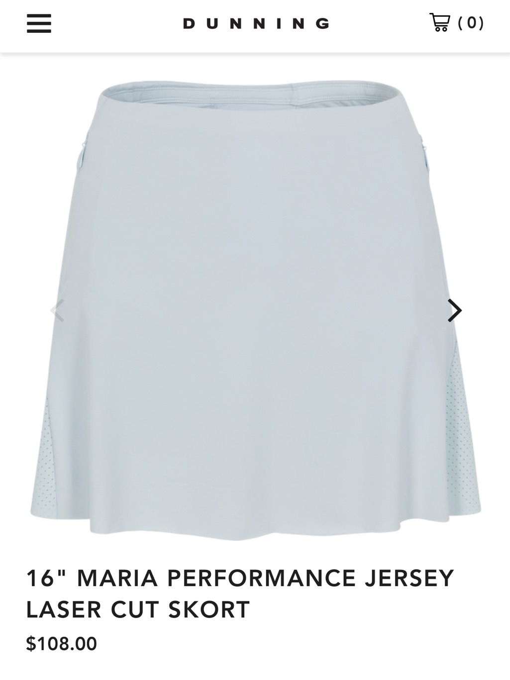 Like New 16" Maria Performance Jersey Laser Cut Skort